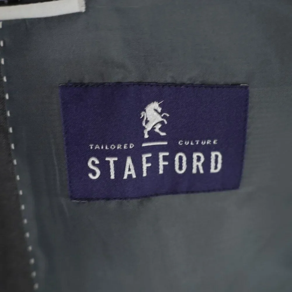 Stafford Wool Blend Classic Fit Gray Travel Suit Jacket 44L Or Slim 46L 2 Button